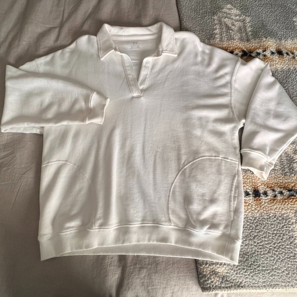 Oversized White Rugby Sweatshirt